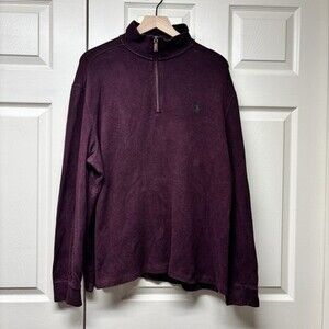 Polo Ralph Lauren Mens Size XL 1/4 Zip Sweater Pullover Maroon Embroidered Pony